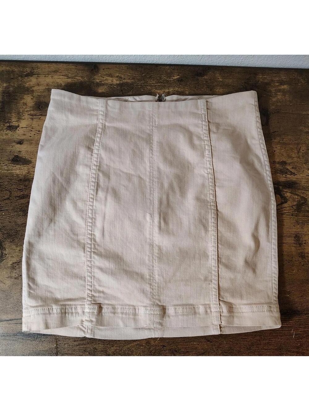 Free People Women skirt stretch denim Beige  27 In. Waist